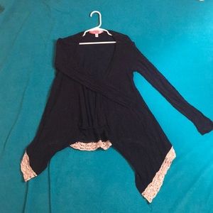 Lace Decorated Blue Sweater